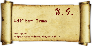 Wéber Irma névjegykártya